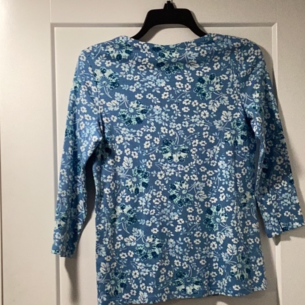 NWT Style & Co Size PS Pottery Floral 3/4-Sleeve‎ Pima Knit Top - Picture 3 of 6